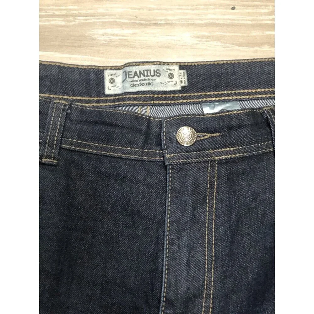 Akademiks Jeanius Jeans Mens Size 40x34 Navy Blue Denim Baggy Skater Hip Hop Y2K